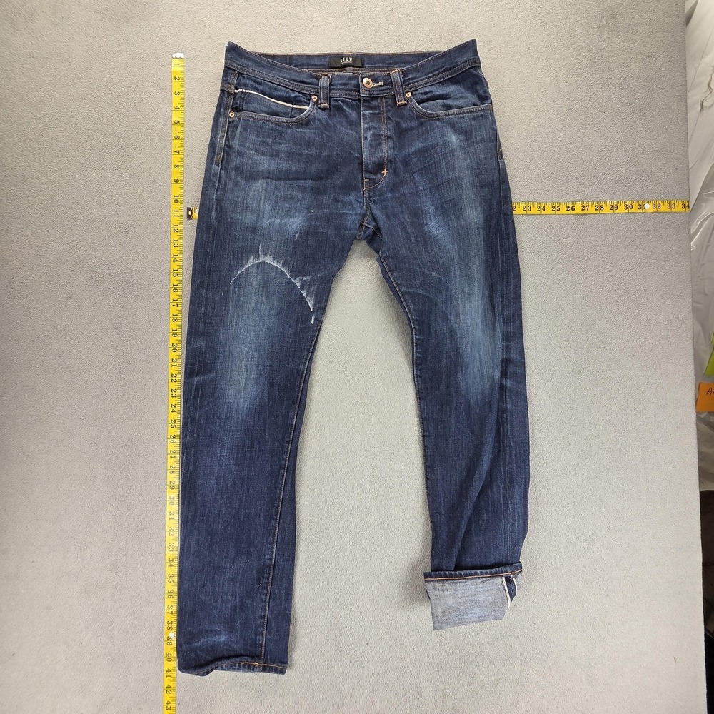 Neuw Jeans Mens 34x32 Blue Selvedge Lou Slim Whiskers Honeycomb Button Fly